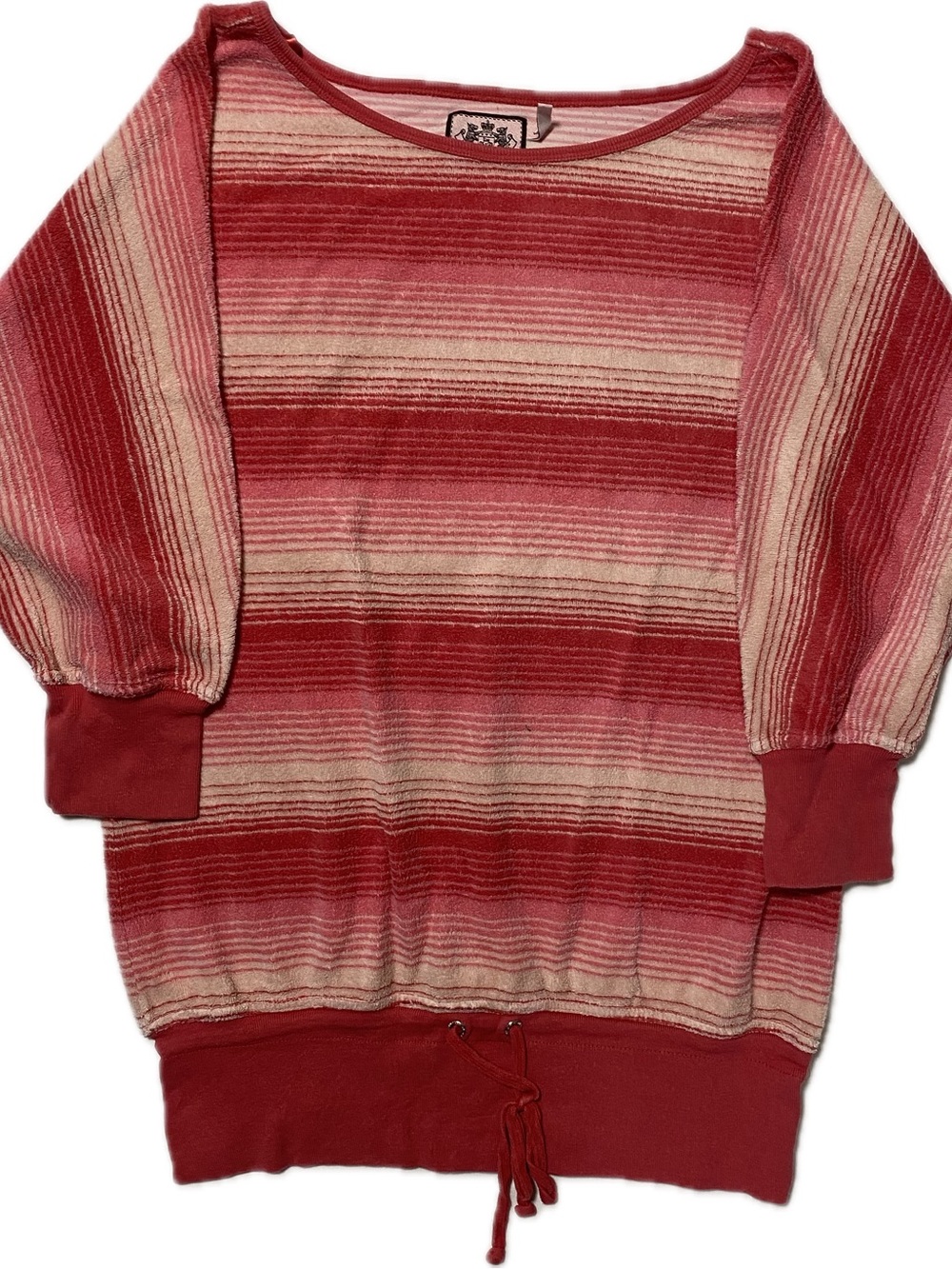 Juicy Couture Red and Cream Striped Knit Pullover Top